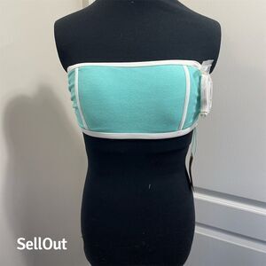 Kona Sol Women's Bandeau Bikini Top Blue Size S Adjustable Strap Included nwt